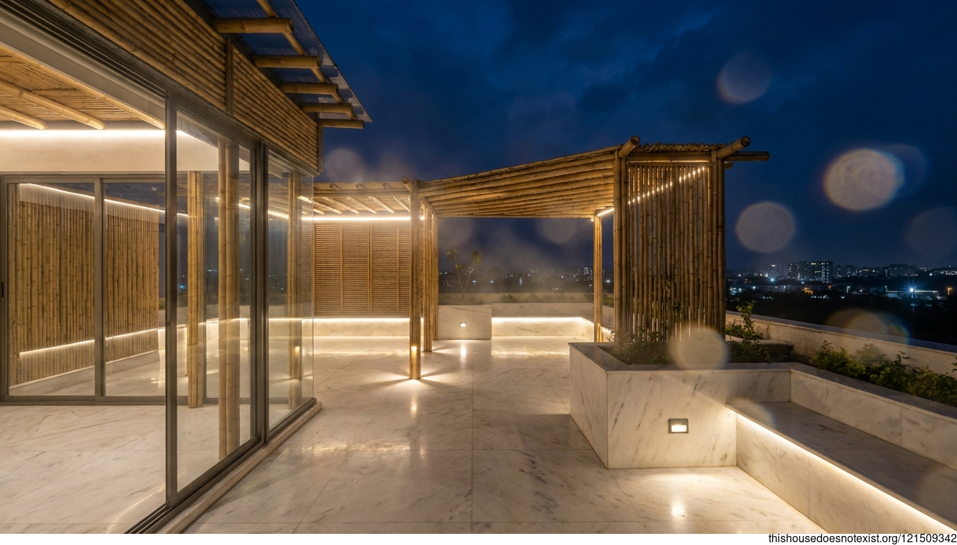 Modern Industrial Garden Nightscape