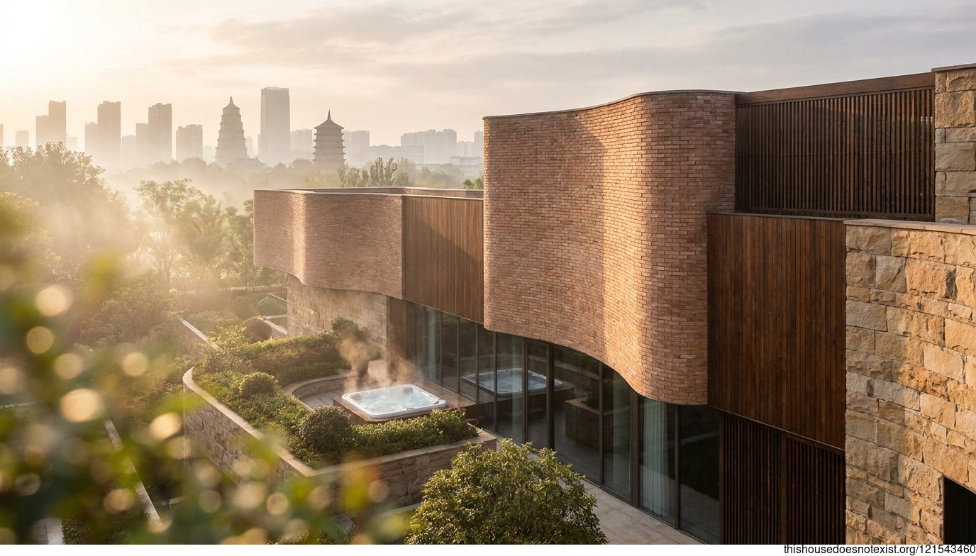 Curved Maximalist House at Sunrise Zhengzhou