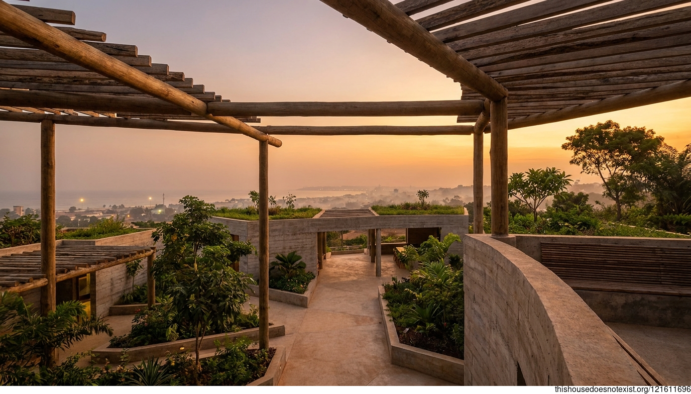 Circular Timber Garden Sunset, Lome Togo