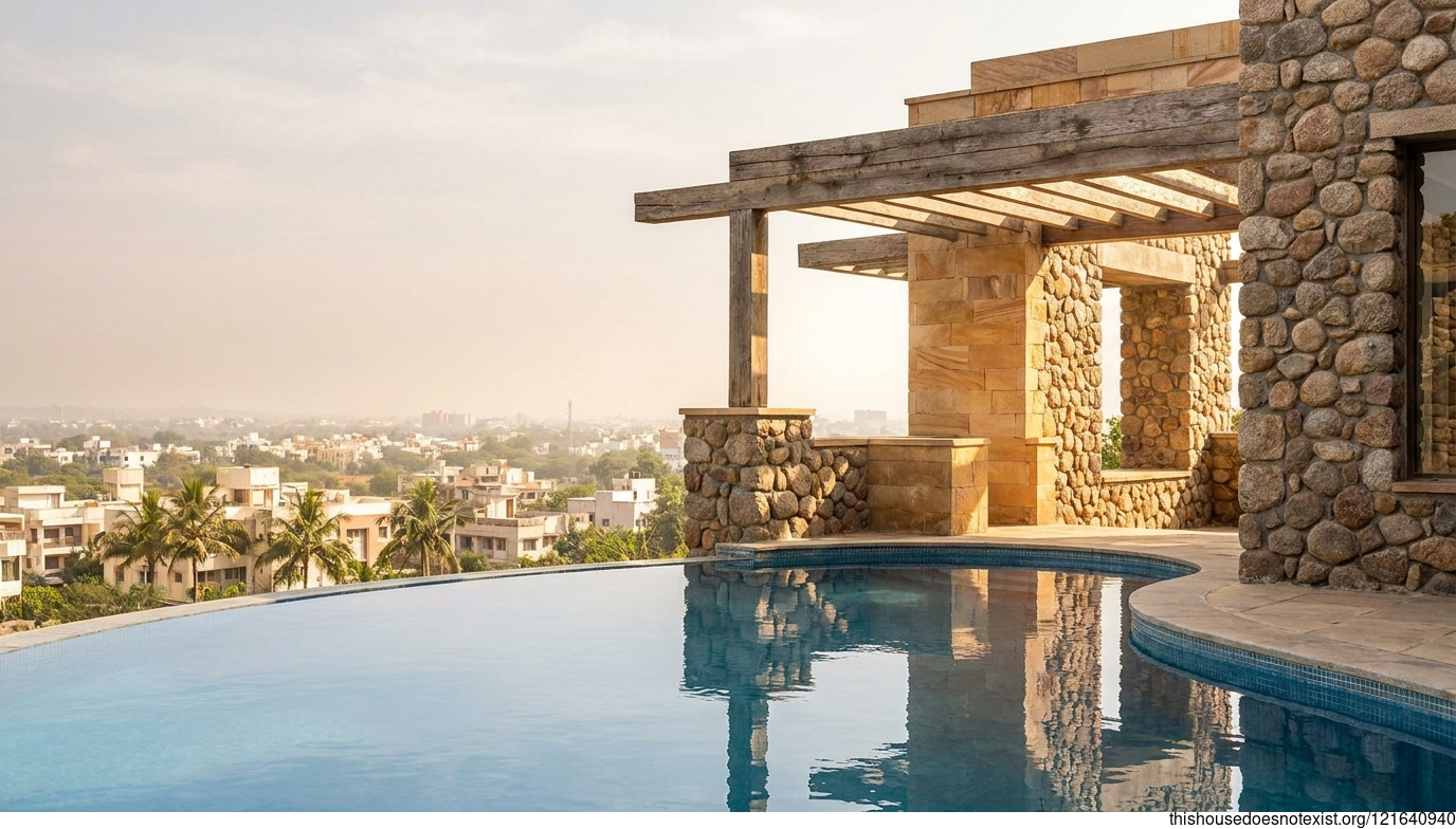 Nagpur’s Eco Round Granite Pool House