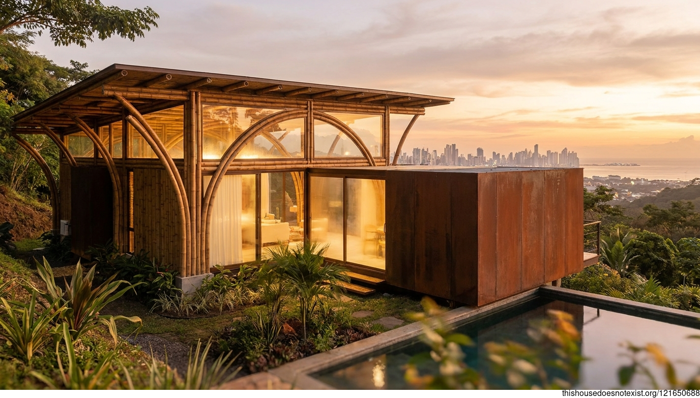 Curved Minimalist Tropical Residence