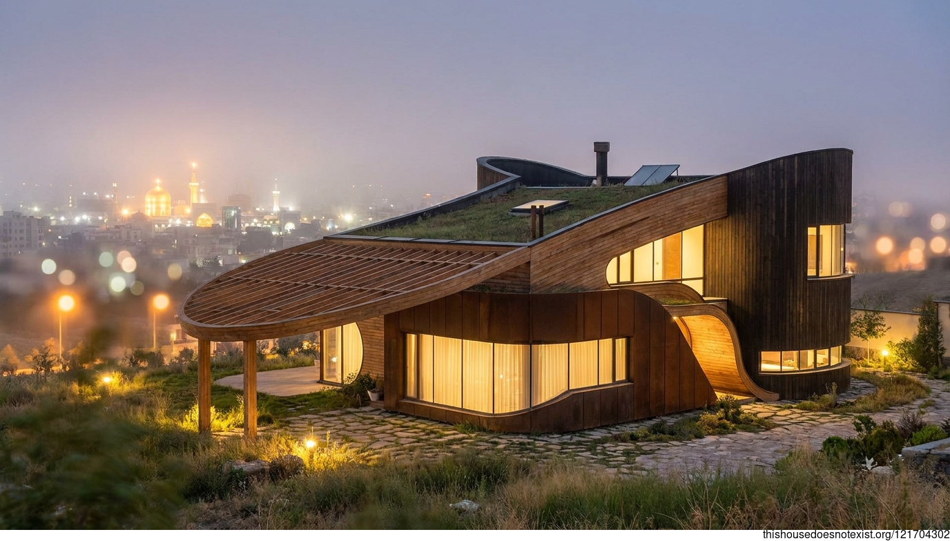 Curved Timber at Night