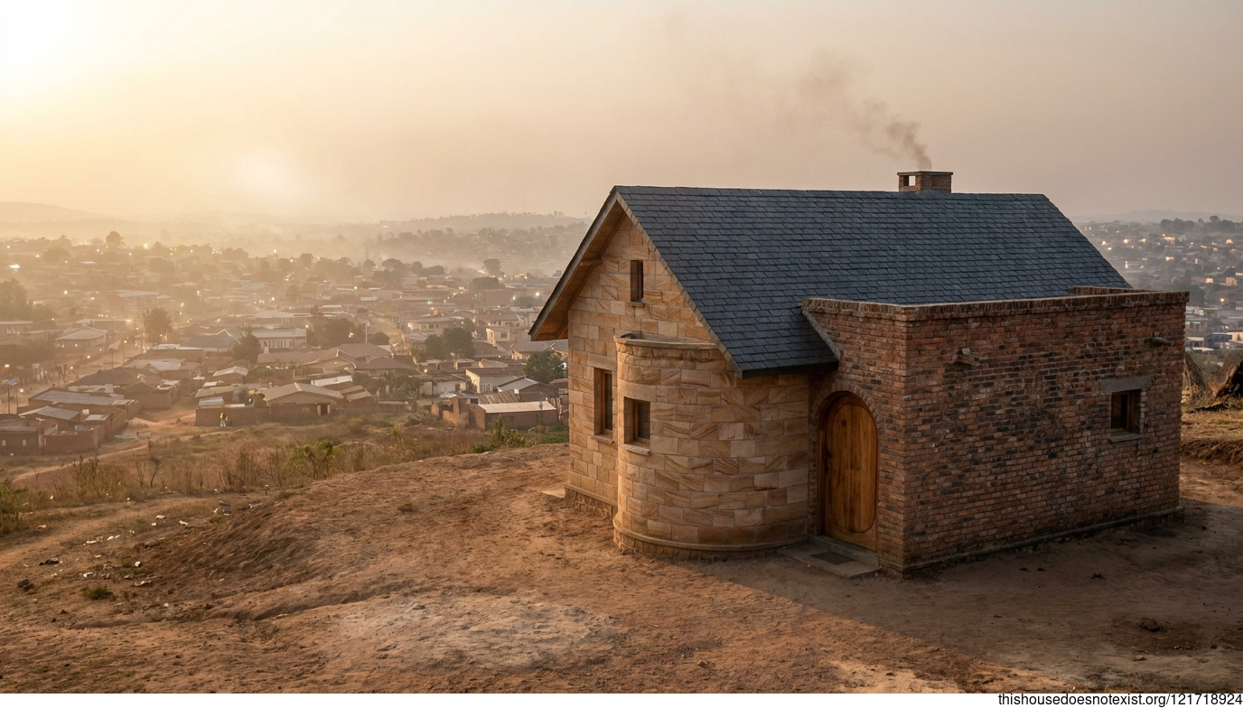 Curved Sandstone House at Congo Sunset