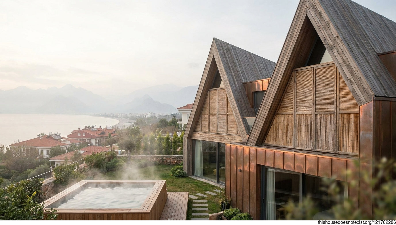 Scandinavian Copper Jacuzzi in Antalya Daylight
