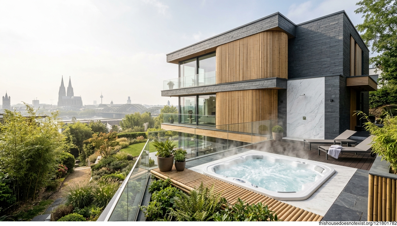 Modern Circular Bamboo House, Cologne Jacuzzi