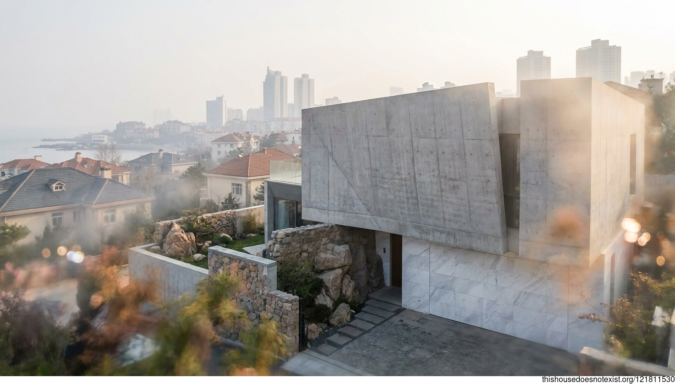 Triangular Concrete Modern Home in Qingdao