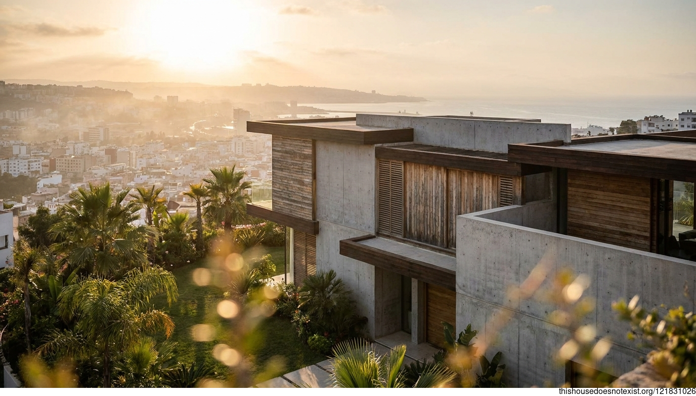 Tangier Timber Concrete Sunset Exterior