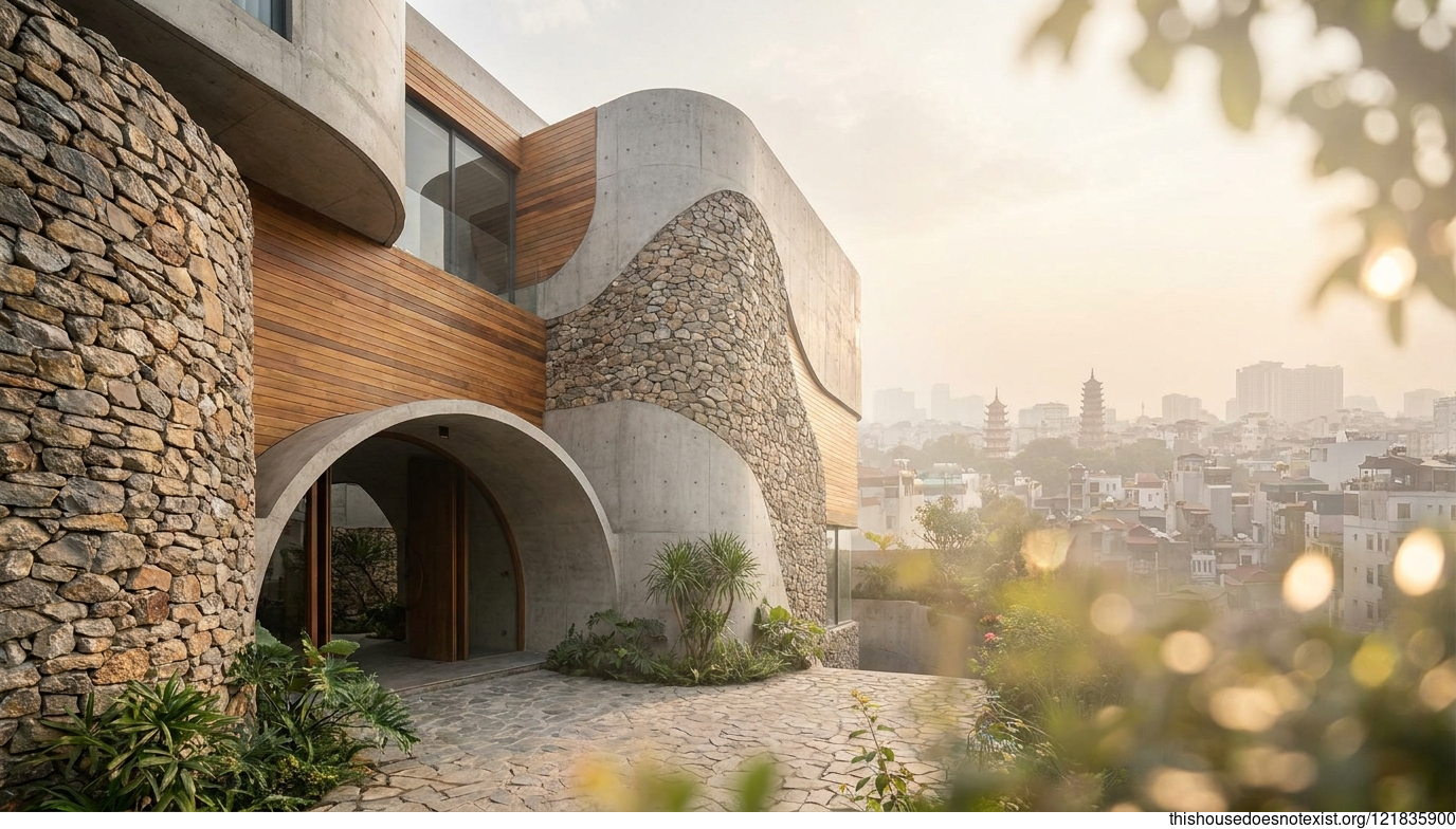 Modern Mediterranean Concrete in Hanoi Hills