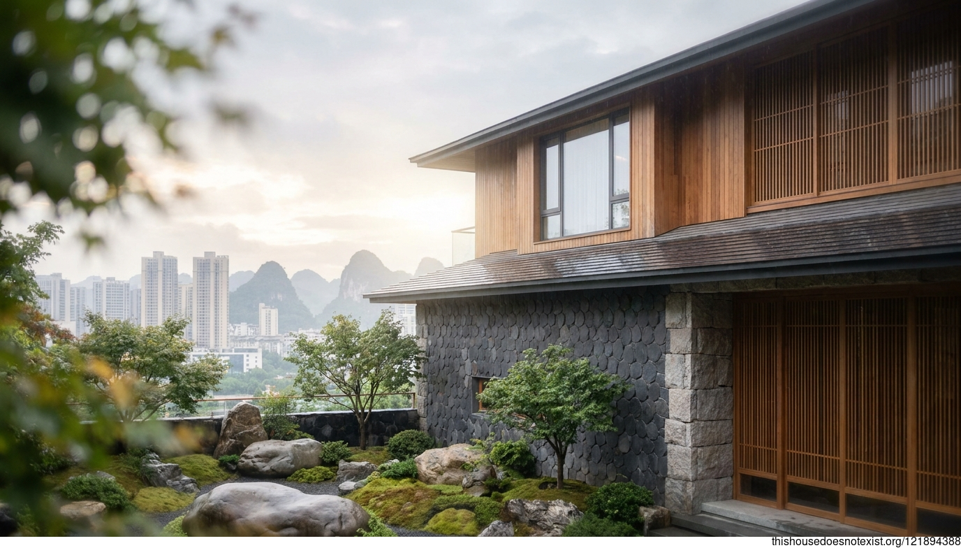 Circular Granite and Cedar
