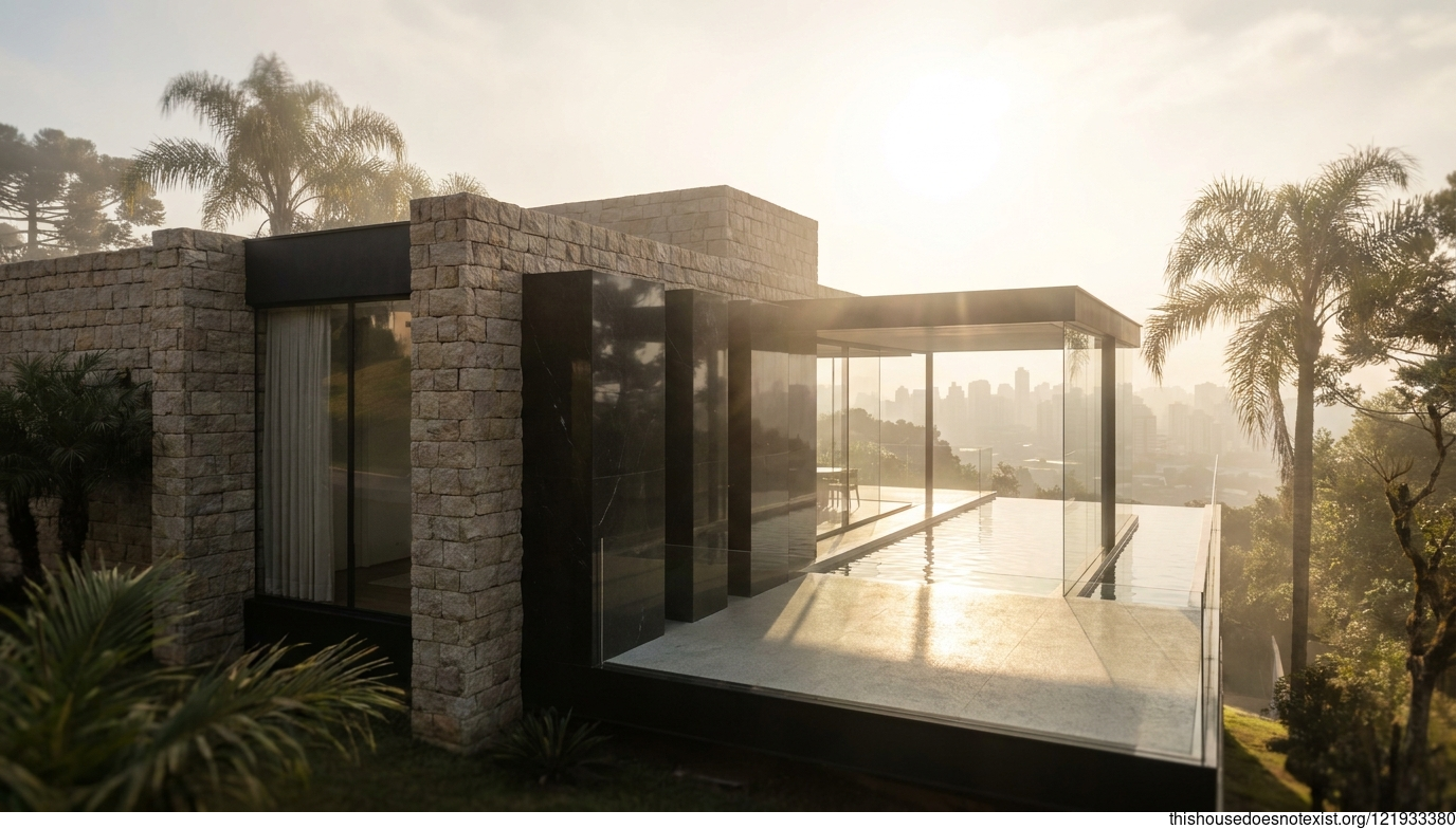 Rectangular Sunrise Stone Residence