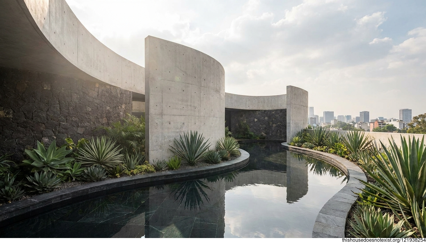 Curved Concrete, Black Stone