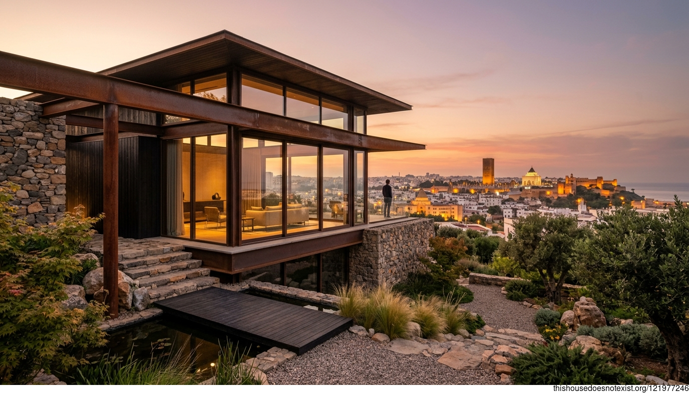 Japanese Corten Harmony in Rabat Sunset
