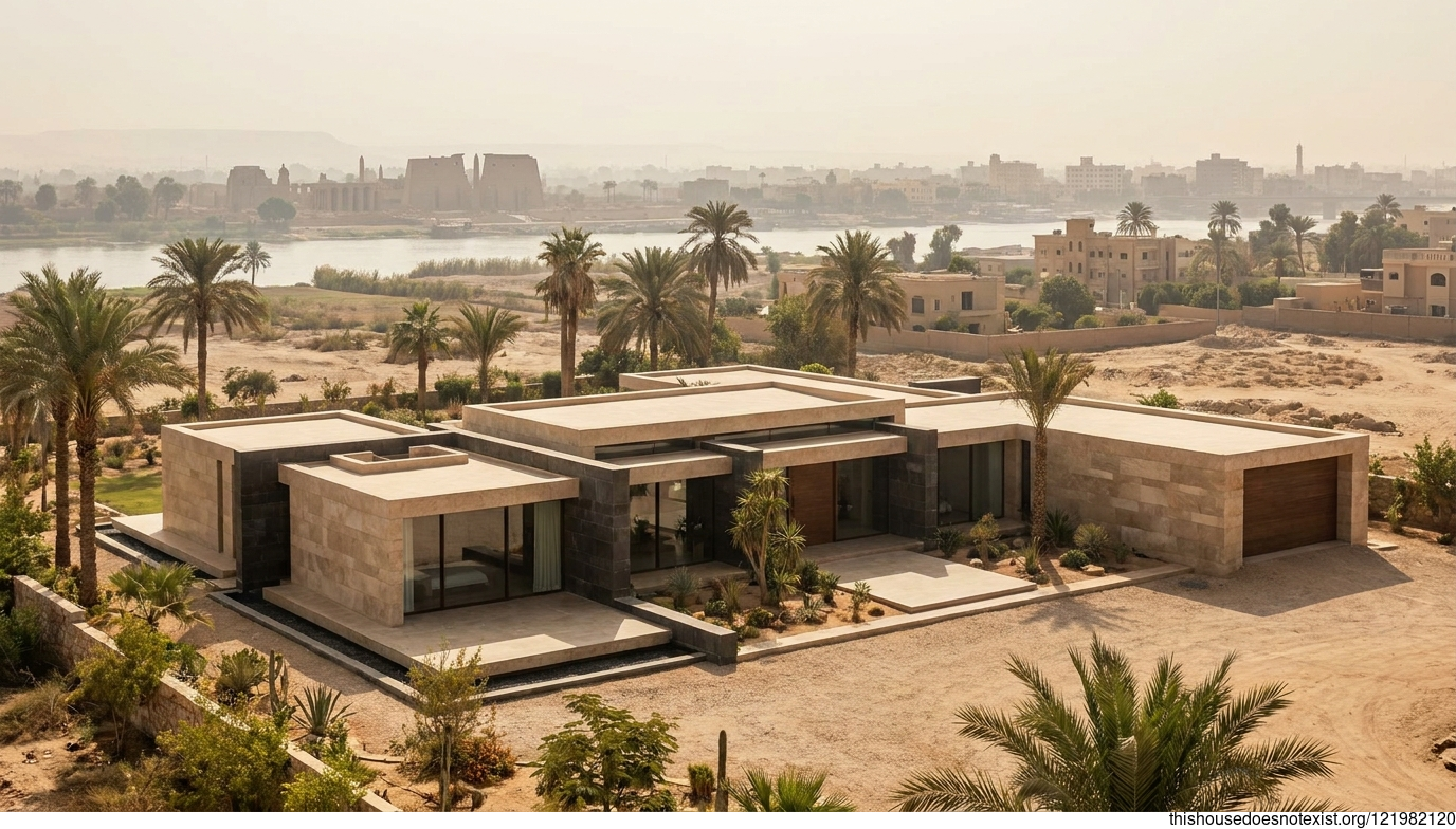 Polished Mid-Century Luxor Stone Residence