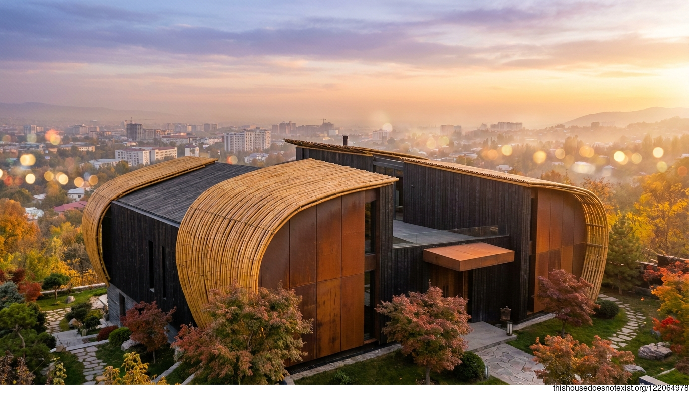 Curved Corten Sunset House, Dushanbe