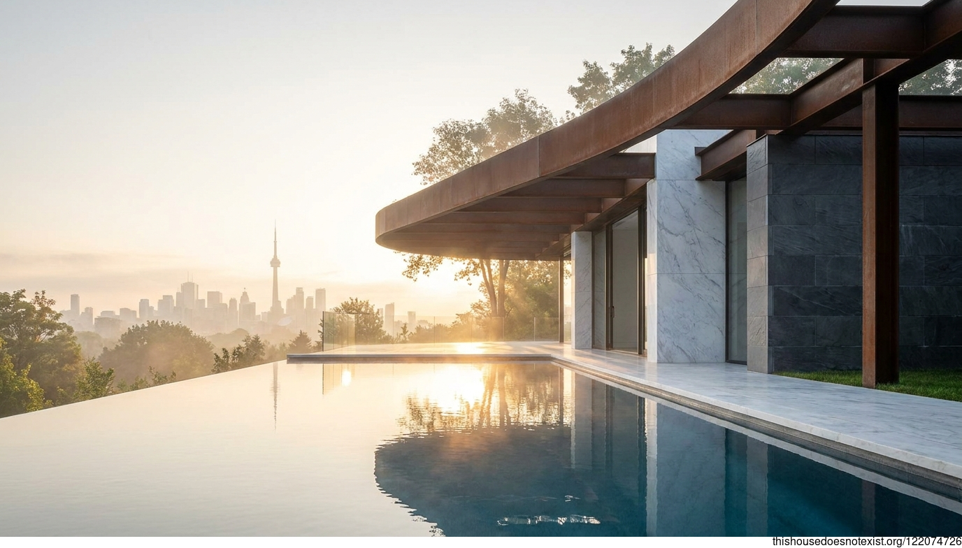 Minimalist Curved Steel at Dawn