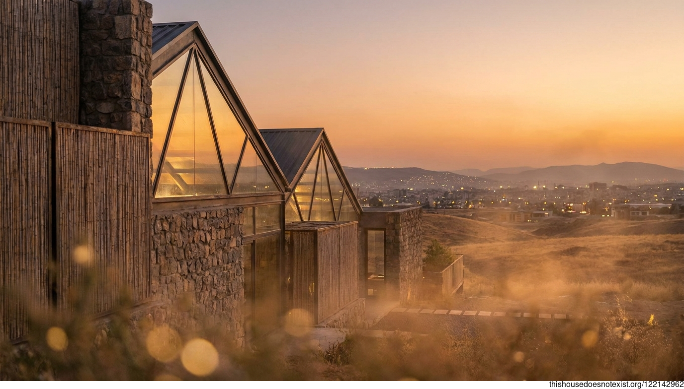 Triangular Stone House at Erbil Sunset