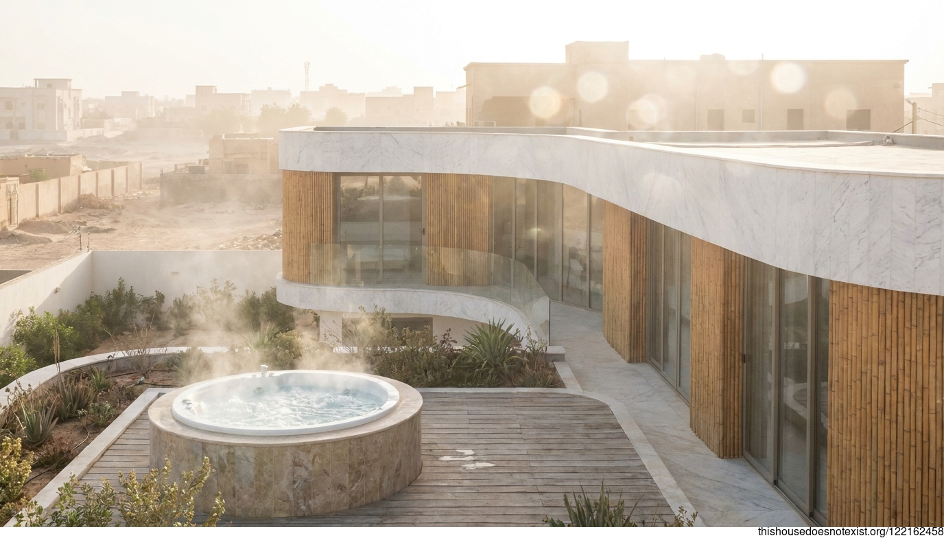 Curved White Marble Eco-Haven in Nouakchott