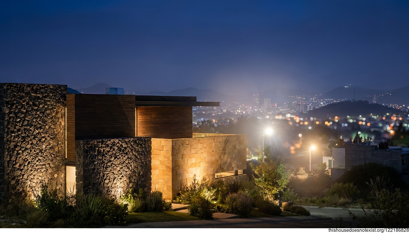 Modern Night Stone House
