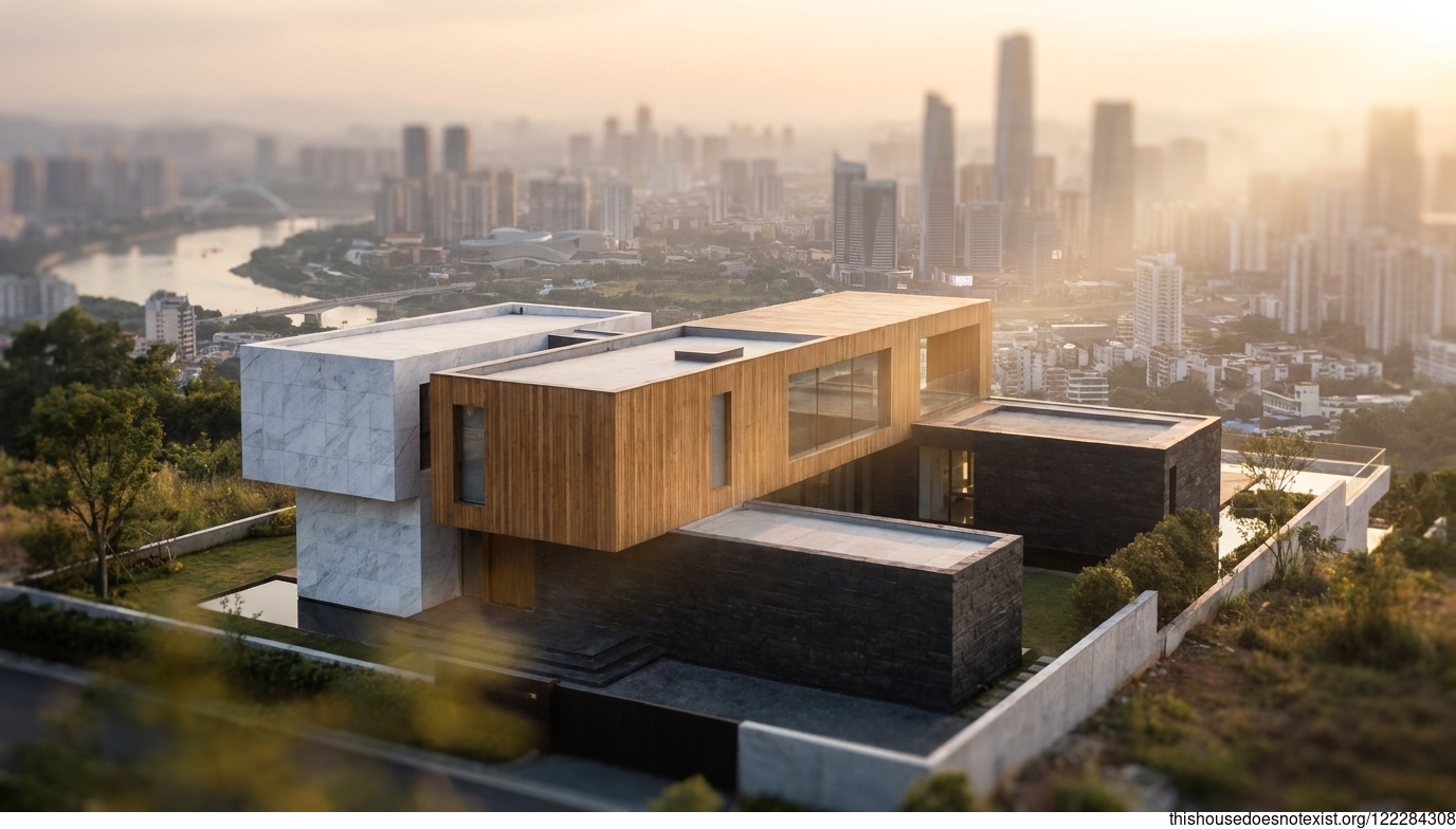 Modern White Marble Sunset Home