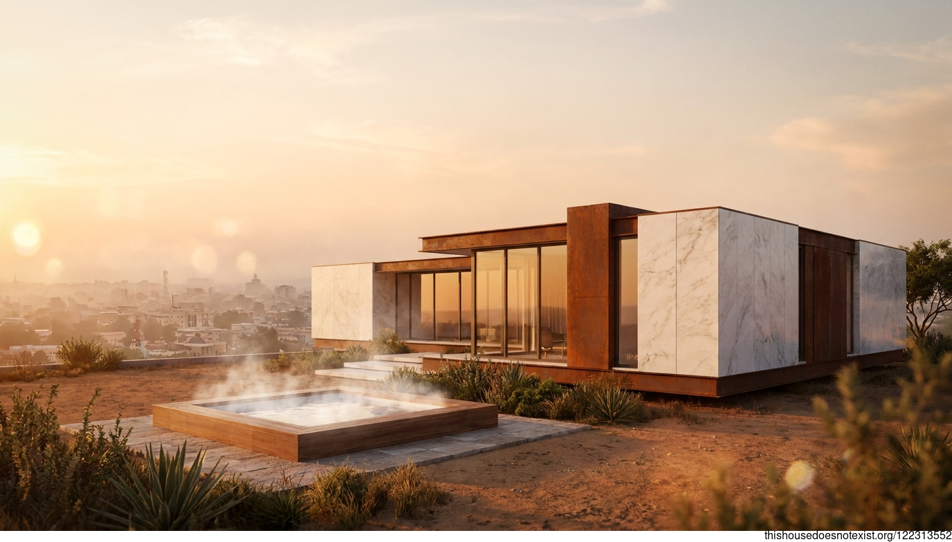 Mid-Century Marble and Corten in Kano Sunset