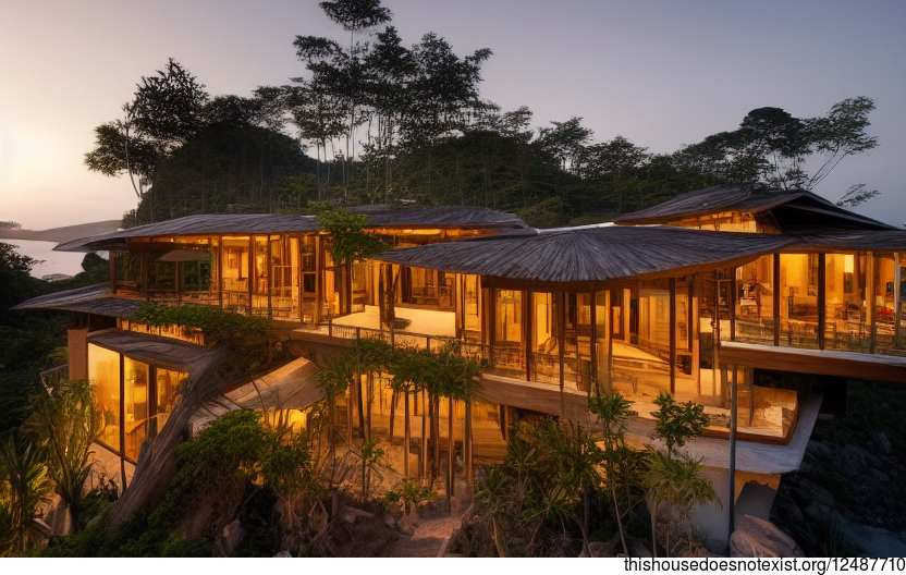 A Modern, Sustainable Home in Phuket, Thailand Made From Exposed Wood, Curved Bamboo, and Rocks