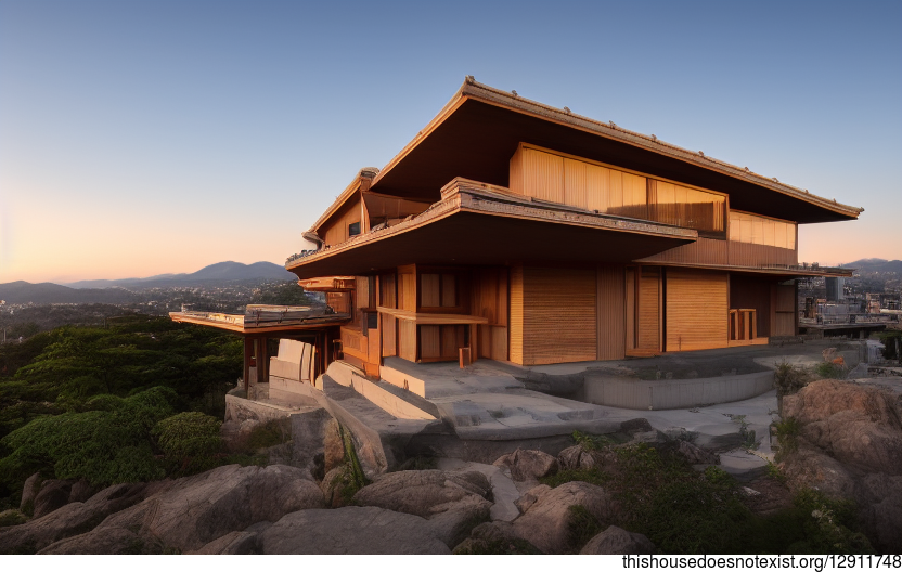 A Modern, Sustainable Home in Fukuoka, Japan With an Exposed Wood Exterior and Curved Bamboo Roof