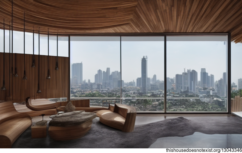 A Modern Home in Bangkok with Exposed Wood and Curved Bamboo