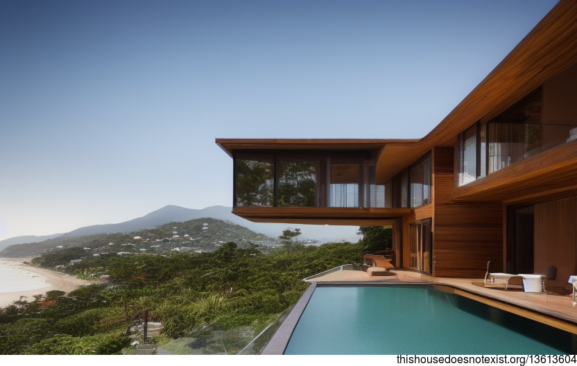 A modern architecture home in Florianopolis, Brazil that is made from sustainable, eco-friendly materials and designed to be energy efficient