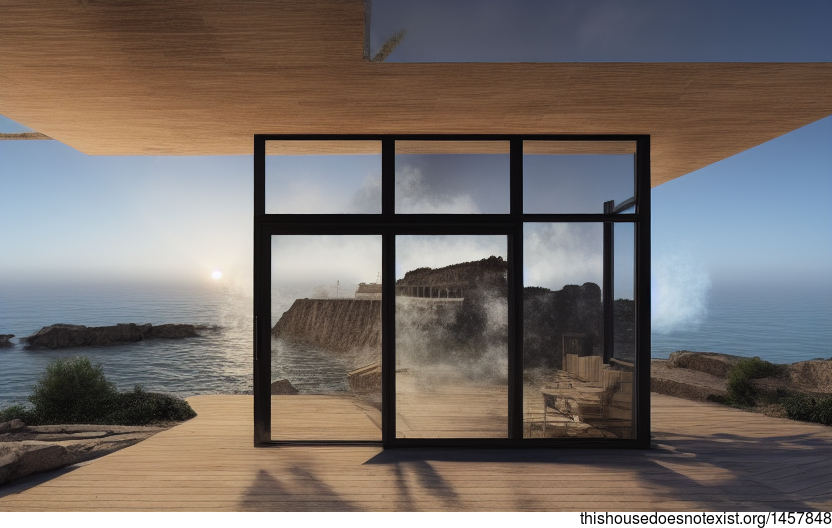A modern architecture home in Ericeira, Portugal with an amazing view of the sunrise over downtown