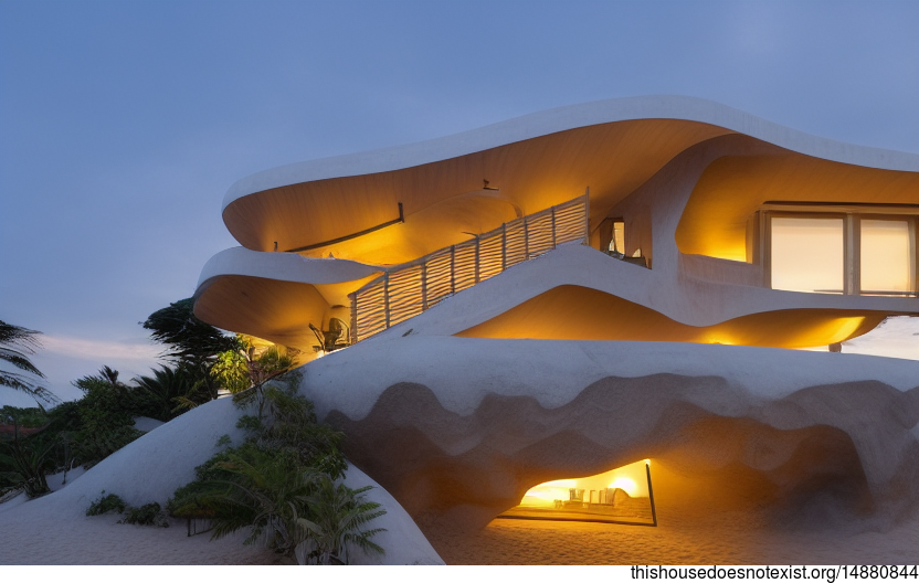 A Curved, Exposed Wood and Stone Masterpiece on Brazil's Famous Sunset Strip