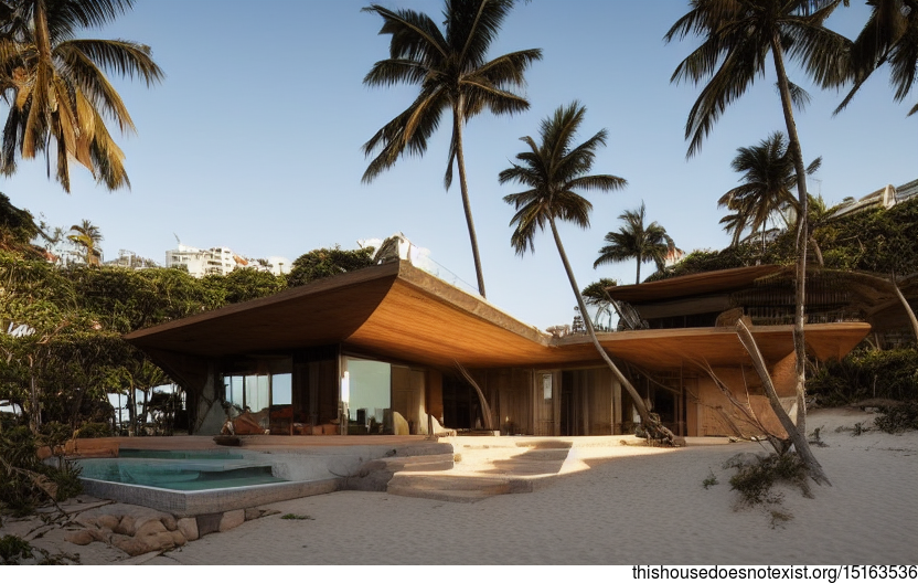 A Sunset Oasis of Wood, Stone, and Bamboo