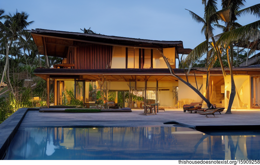 A beautiful, modern home in Canggu, Indonesia, designed to take in stunning sunsets over the beach