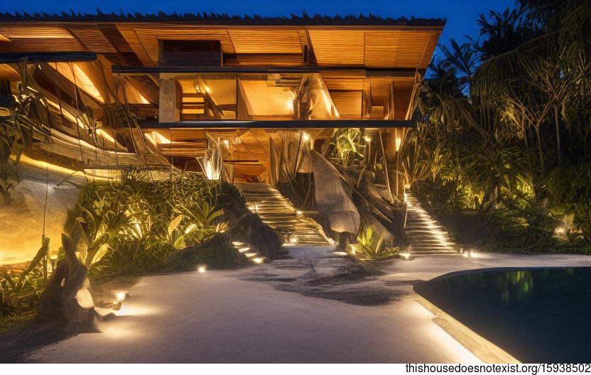 A Modern Beach House in Indonesia Made of Wood and Stone