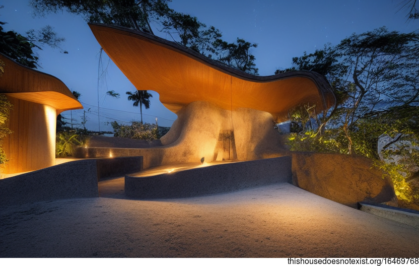 A Dreamy Night oasis with Wood, Stone, and Bamboo Exposed