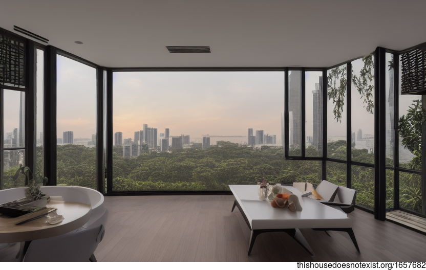 A modern architecture home in Singapore with stunning sunrise views of downtown