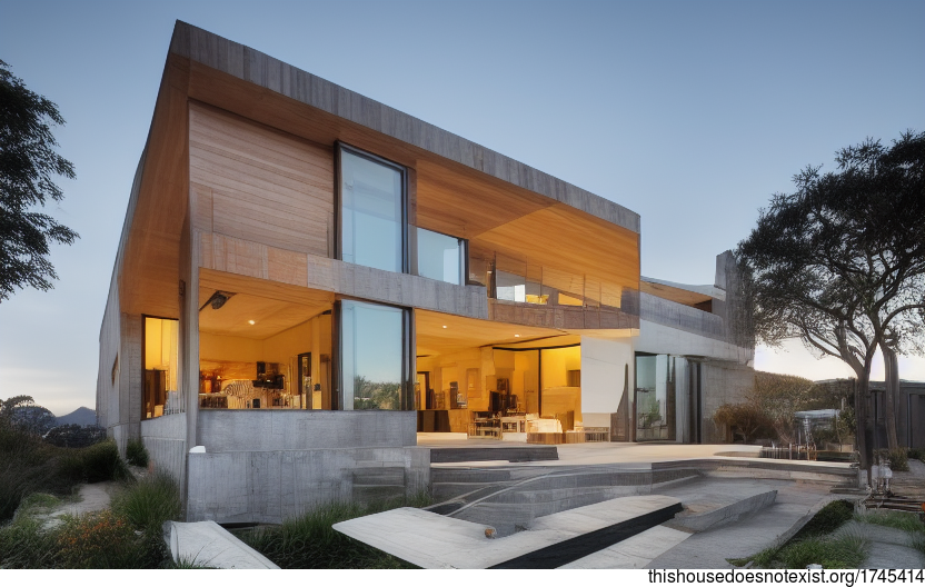A modern architecture home with an exterior of glass and stone, designed to take in the city's sunrise from within its downtown location