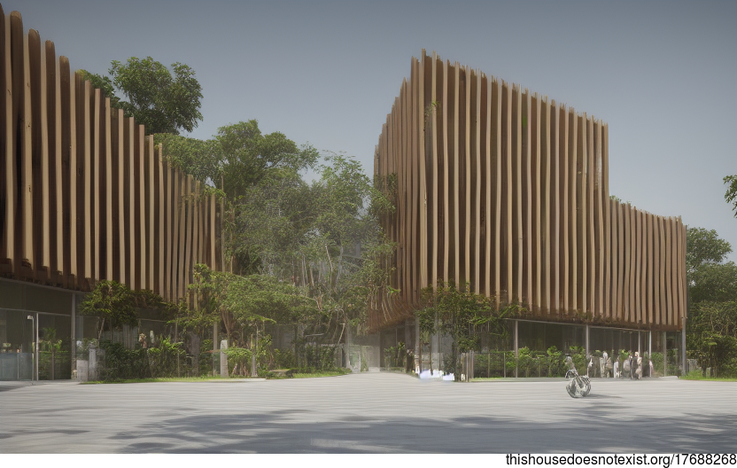 Bamboo and glass come together in a sustainable and eco-friendly office building in Sao Paulo, Brazil