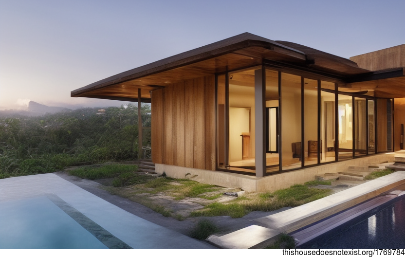 A modern architecture home with stunning sunrise views, exposed timber