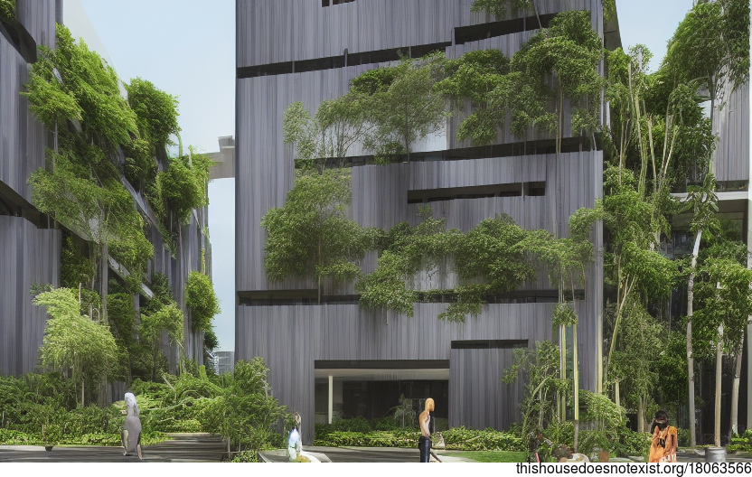 Innovative and modern architecture designed office building with sustainable and eco-friendly features in Singapore