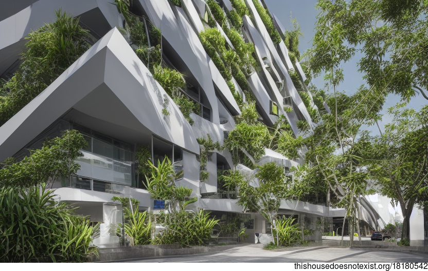 Innovative and sustainable office building with exposed plants and vertical gardening in Singapore