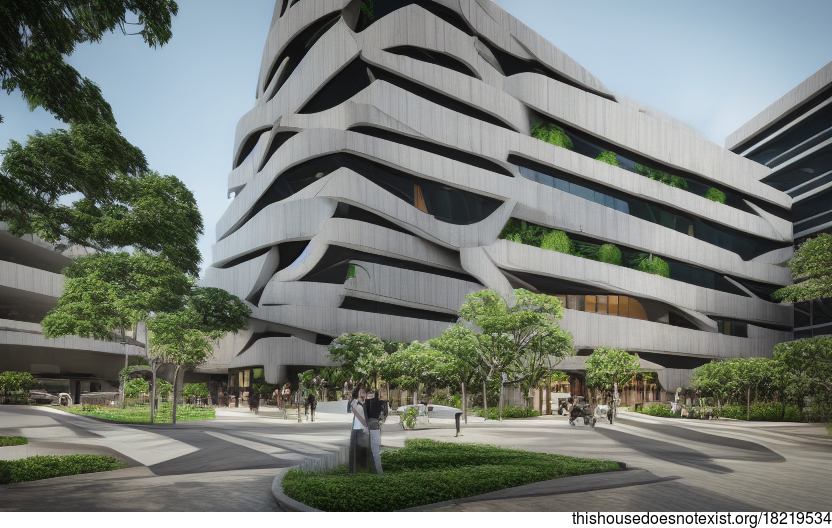 A modern office building in Singapore designed with sustainable and eco-friendly architecture