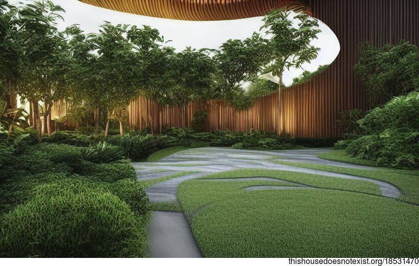 Bamboo Wood Curved Garden Buildings
