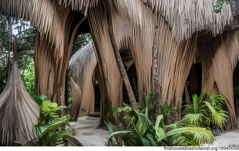 A Modern Tulum Home With Anthropomorphous Tribal Architecture and Bejuco Wood Floors