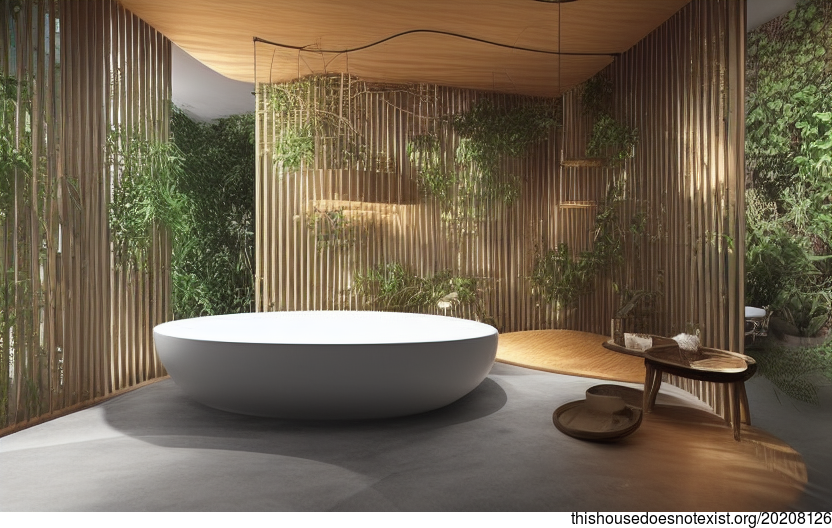From Pinterest to modern, sustainable, eco-friendly interiors with curved bamboo and wood, hanging plants, and trees