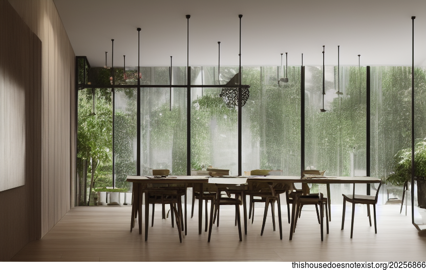 Designing a Modern and Sustainable Dining Room in Shanghai, China with Bejuca Meandering Vines and Hanging Plants