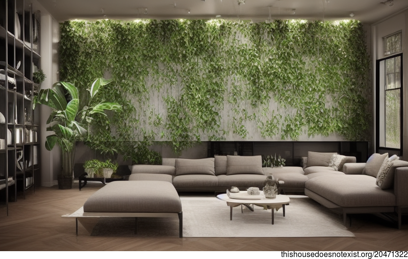 polished wood, exposed glass, bejuca meandering vines, and hanging plants