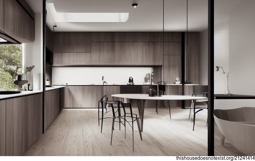 A Modern Architecture Home Interior Design in Melbourne, Australia with Mali Wood and Glass Kitchen