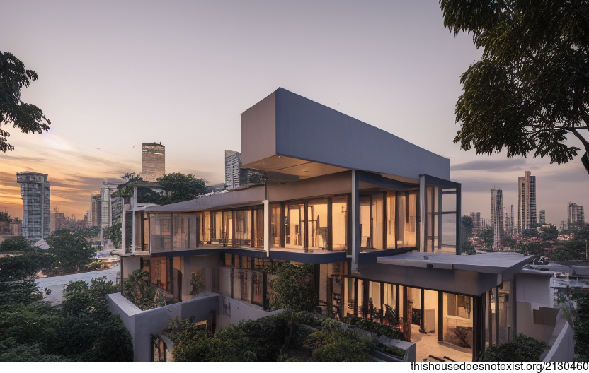 A modern architecture home in Jakarta, Indonesia that is designed to take in the sunrise from its downtown location