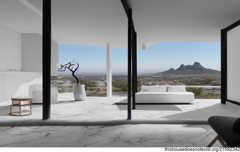 A Modern, Minimalist Interior with a View of Johannesburg, South Africa