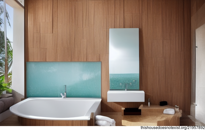 An Eco-Friendly Modern Bathroom Interior With A View